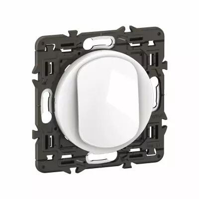 Poussoir lumineux C�liane enjoliveur Blanc, support et voyant (CX1031)