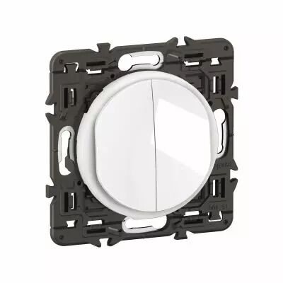 Double interrupteur ou va-et-vient C�liane 10AX enjoliveur Blanc et support (CX2001)