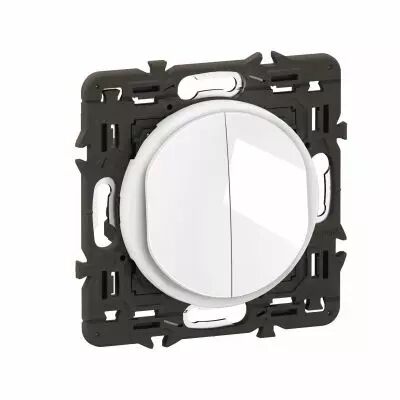 Double poussoir inverseur C�liane 6A enjoliveur Blanc et support (CX2031)