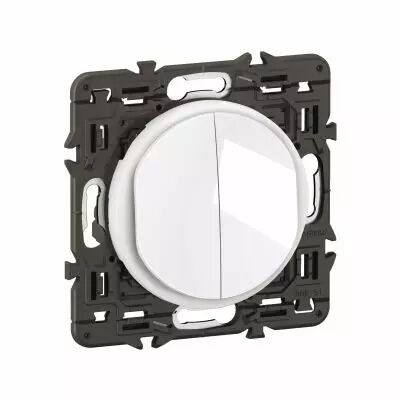 Double interrupteur lumineux C�liane 10AX enjoliveur Blanc, support et voyant (CX3001)