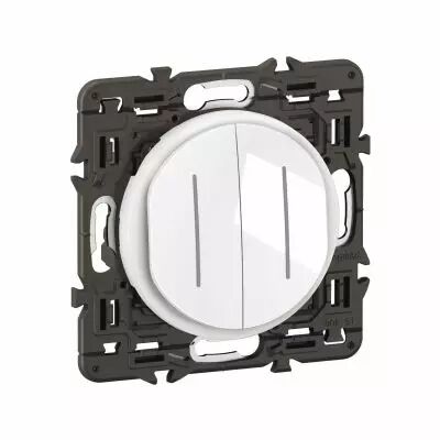 Double interrupteur t�moin C�liane 10AX enjoliveur Blanc, support et voyant (CX4001)