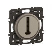 Prise téléphone Céliane 8 contacts - enjoliveur Titanium et support (CY0338)