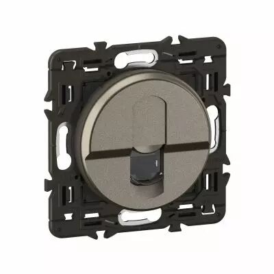 Prise RJ45 C�liane blind�e Cat�gorie 6 STP - enjoliveur Titanium et support (CY0347)