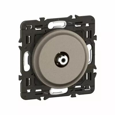 Prise TV simple type F � visser C�liane - enjoliveur Titanium et support (CY0380)