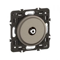 Prise TV simple type F à visser Céliane - enjoliveur Titanium et support (CY0380)