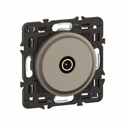 Prise TV simple m�le C�liane - enjoliveur Titanium et support (CY0382)