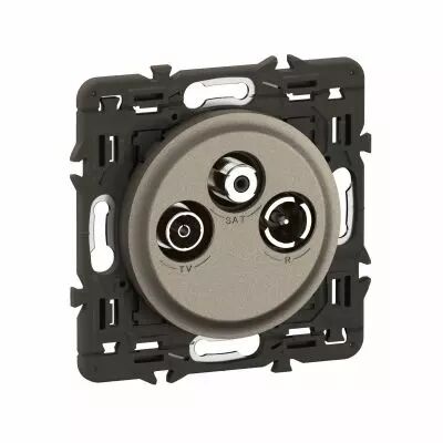 Prise TV R-SAT DAB+ C�liane - enjoliveur Titanium et support (CY0388)