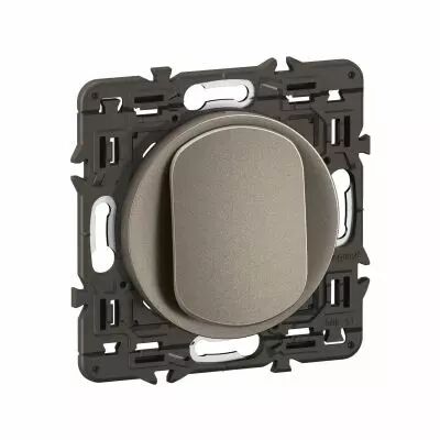 Poussoir lumineux C�liane enjoliveur Titanium, support et voyant (CY1031)