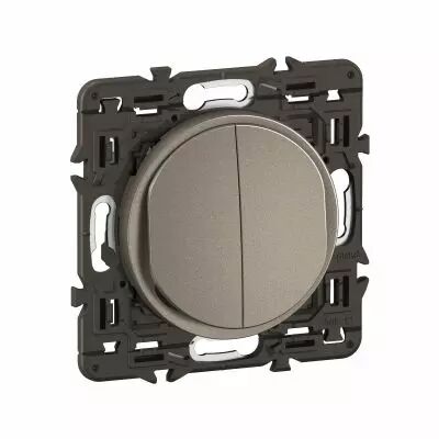 Double interrupteur lumineux C�liane 10AX enjoliveur Titanium, support et voyant (CY3001)