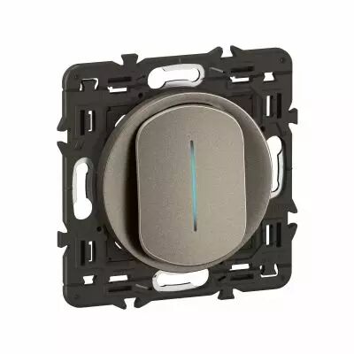 Interrupteur t�moin C�liane 10AX enjoliveur Titanium, support et voyant (CY7001)