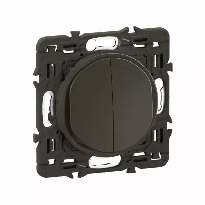Interrupteur ou va-et-vient + poussoir C�liane enjoliveur Noir et support (CZ0037)