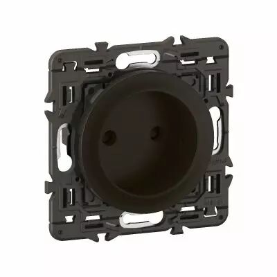Prise 2P C�liane enjoliveur Noir et support (CZ0110)