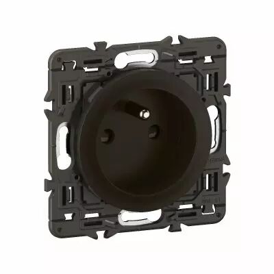 Prise 2P+T Surface C�liane � vis sp�ciale r�novation enjoliveur Noir et support (CZ0116)