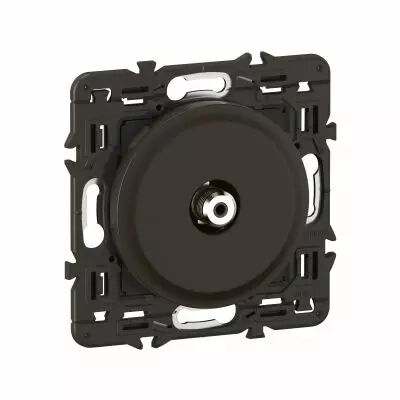 Prise TV simple type F � visser C�liane - enjoliveur Noir et support (CZ0380)