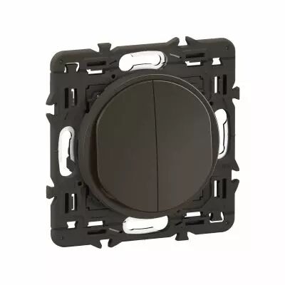 Double poussoir inverseur C�liane 6A enjoliveur Noir et support (CZ2031)