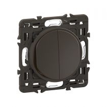 Double poussoir inverseur Céliane 6A enjoliveur Noir et support (CZ2031)