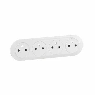 Enjoliveur prise pr�c�bl�e 4x2P+T compacte Surface C�liane - Blanc (CB0114)