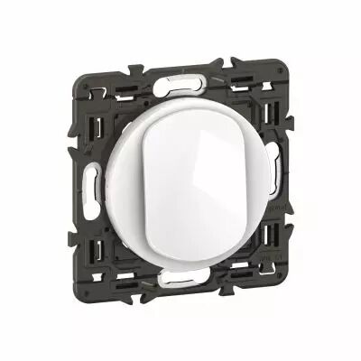 Poussoir inverseur C�liane lumineux - NO+NF 6A - pr�mont� Blanc (CC1031)