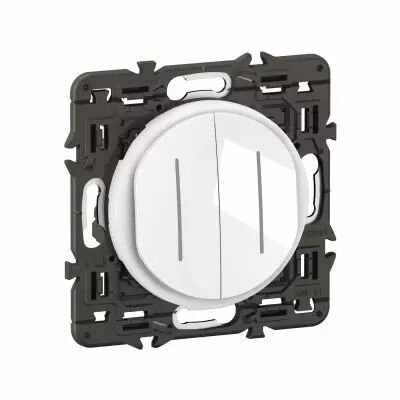 Double interrupteur ou va-et-vient 10AX t�moin C�liane - pr�mont� Blanc (CC4001)