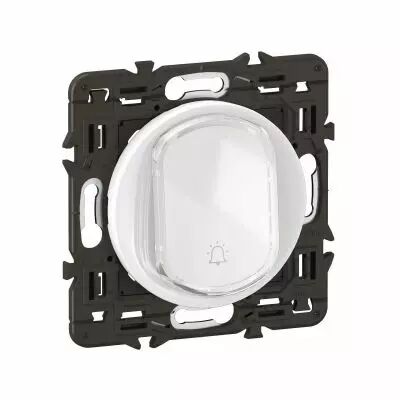 Poussoir inverseur C�liane avec porte-�tiquette - NO+NF 6A - pr�mont� Blanc (CC5031)