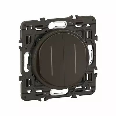 Double interrupteur ou va-et-vient 10AX t�moin C�liane - pr�mont� Noir (CE4001)