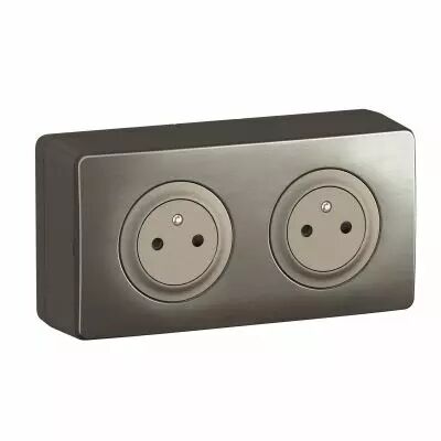 Kit 2x2P+T Surface pr�c�bl�es C�liane + cadre saillie - complet Titanium (CO9112)