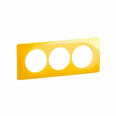 Plaque de finition C�liane 3 postes sp�ciale r�novation - Jaune Safran (CP0407)