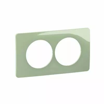 Plaque de finition C�liane 2 postes sp�ciale r�novation - Vert C�ladon (CP0506)