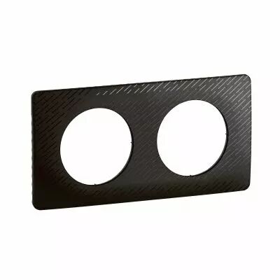 Plaque de finition C�liane 2 postes - Noir M�t�ore (CP0702)