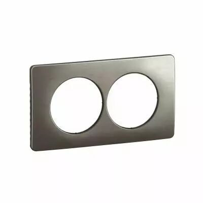 Plaque de finition C�liane 2 postes sp�ciale r�novation - Acier Satin� (CP1806)