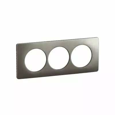 Plaque de finition C�liane 3 postes sp�ciale r�novation - Acier Satin� (CP1807)