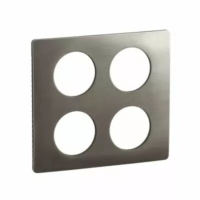 Plaque de finition C�liane 2x2 postes - Acier Satin� (CP1809)