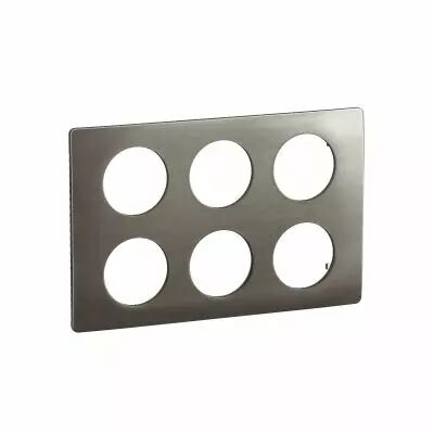 Plaque de finition C�liane 2x3 postes - Acier Satin� (CP1810)