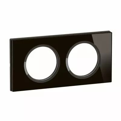 Plaque de finition C�liane 2 postes - Verre Onyx Noir (CP1902)
