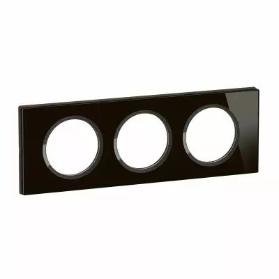 Plaque de finition C�liane 3 postes - Verre Onyx Noir (CP1903)