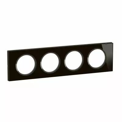 Plaque de finition C�liane 4 postes - Verre Onyx Noir (CP1904)