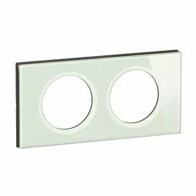Plaque de finition C�liane 2 postes - Verre Opale Blanc (CP2002)