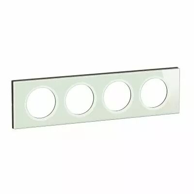 Plaque de finition C�liane 4 postes - Verre Opale Blanc (CP2004)