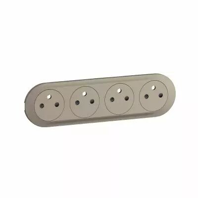 Enjoliveur prise pr�c�bl�e 4x2P+T compacte Surface C�liane - Titanium (CT0114)