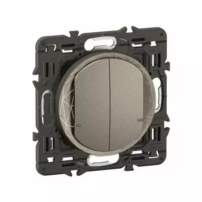 Interrupteur filaire double C�liane with Netatmo avec Neutre - Titanium (CT0416)