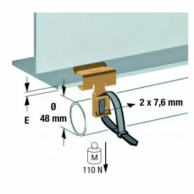 attache bord de t�le, capacit� plat de 12-19 mm, pour colliers 7mm. 25 pi�ces. (861594)