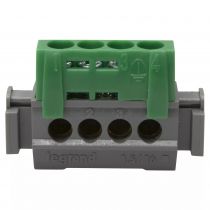 bornier de répartition isolé ip2x terre - 4 connexions 1,5-16mm²- vert long.47mm (004830)
