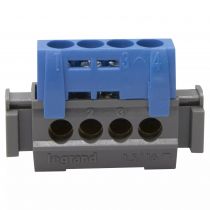bornier de répartition isolé ip2x neutre - 4x1,5mm² à 16mm² - bleu - long. 47mm (004840)