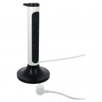 rallonge tour 4x2p+t surface ,interrupteur, parafoudre et cordon 2m - blanc/gris (049410)