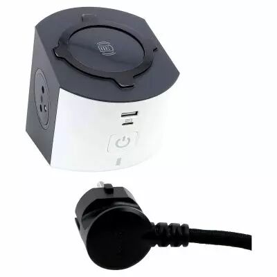 station de charge 2x2p+t, chargeur sans fil , usb a+c et cordon 2m - blanc/gris (049412)