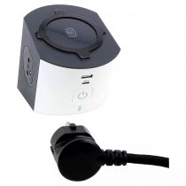 station de charge 2x2p+t, chargeur sans fil , usb a+c et cordon 2m - blanc/gris (049412)