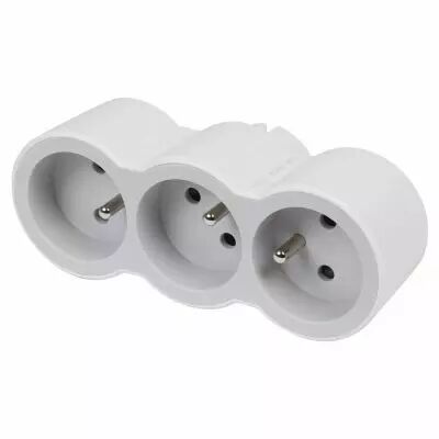 fiche 3x2p+t frontales 16a 230v 3680w - blanc/gris (049433)