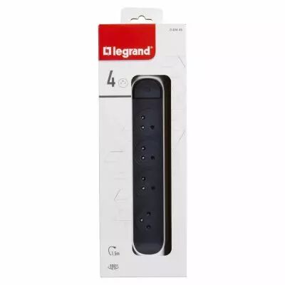 rallonge 4x2p+t surface avec interrupteur et cordon 1,5m 3g 1mm� - blanc/gris (049446)