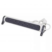 rallonge 6x2p+t surface avec interrupteur et cordon 1,5m 3g 1mm² - blanc/gris (049454)