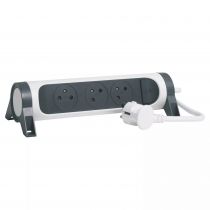 rallonge 3x2p+t surface avec interrupteur et cordon 3m 3g 1,5mm² - blanc/gris (049458)